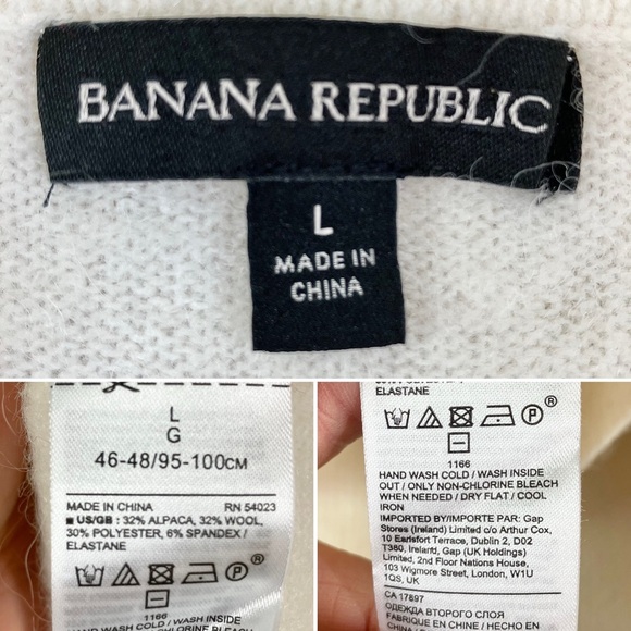 BANANA REPUBLIC Wool Pullover Polo Sweater V-neck Alpaca Quiet Luxury Preppy L - Picture 4 of 6